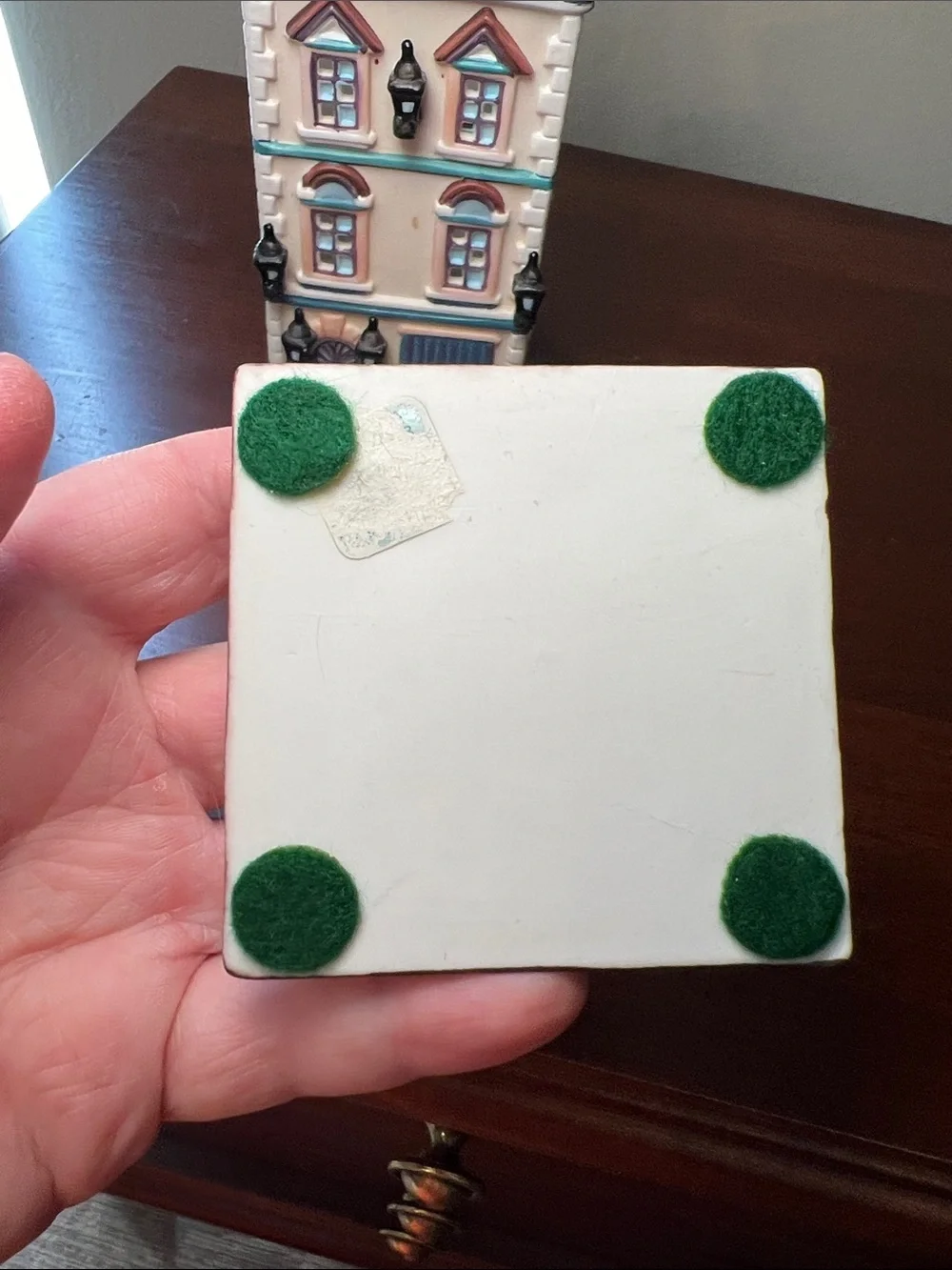 Vintage Cafe Prague House Shaped Tealight Candle Holder Hand Painted